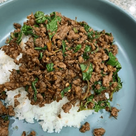 Stir-Fried Minced Beef with Basil Big Size